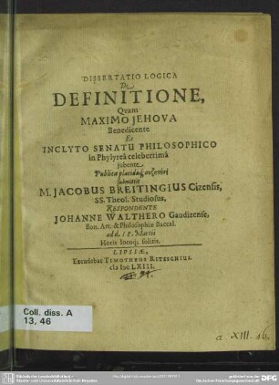 Dissertatio logica de definitione