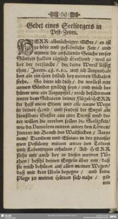 Gebet eines Seelsorgers in Pest-Zeiten