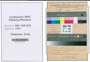 Entnazifizierung Ernst Tiedemann , geb. 23.09.1909 (Lehrer)
