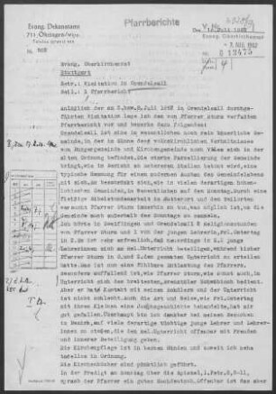 Orendelsall mit Filialen: Visitationsbericht mit Pfarrbericht 1962