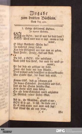 Zugabe zum dritten Büchlein.