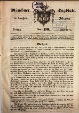 Münchener Tagblatt. 1842,[2] = Jg. 16, Juli - Dez.