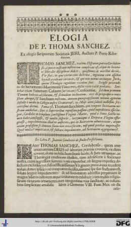 Elogia De P. Thoma Sanchez; Facultas Provincialis; Consensus.