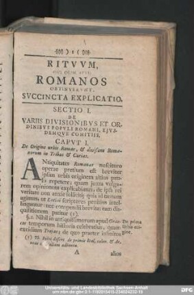 Caput I. De Origine urbis Romae, & divisione Romanorum in tribus & Curias.