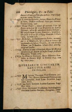 Diversarum Linguarum Lexicographi In Folio.