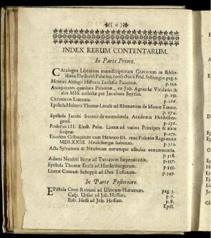 Index Rerum Contentarum.