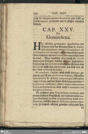 Cap. XXV. De Gonorrhoea