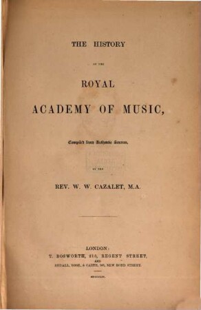 The History of the Royal Academy of Music