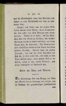 Ueber die Alten und Neuern.