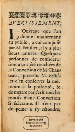 Histoire abrégée de la conversion de Ms. Chanteau