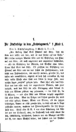 Die Stufenfolge in dem "Sechstagewerk" 1 Mose 1.