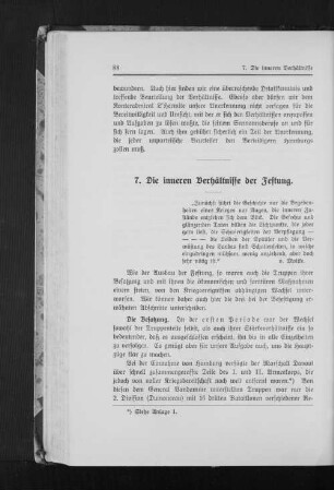 7. Die inneren Verhältnisse der Festung