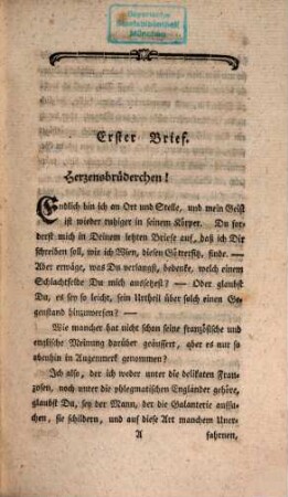 Galanterien Wiens : auf einer Reise gesammelt, und in Briefen geschildert, Erster Theil