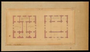 Belvedere Monatskonkurrenz März 1830: Grundriss Erdgeschoss, Obergeschoss; Maßstabsleiste