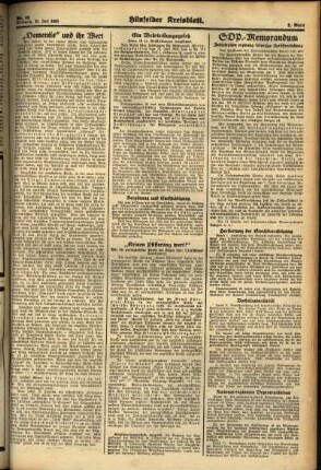 Zweite Ausgabe vom Mittwoch, den 20. Juli 1938.