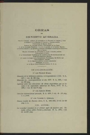Obras de Ernesto Quesada