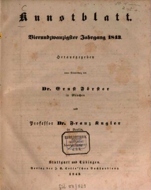 Morgenblatt für gebildete Leser. Kunstblatt. 24. 1843