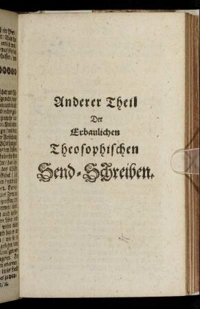 Anderer Theil Der Theosophischen Send-Schreiben.