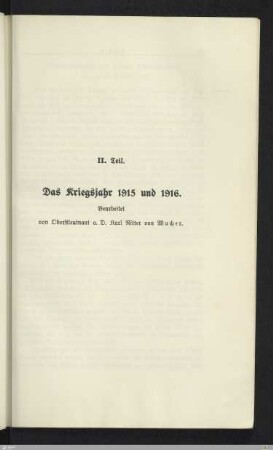 II. Teil - Das Kriegsjahr 1915 und 1916