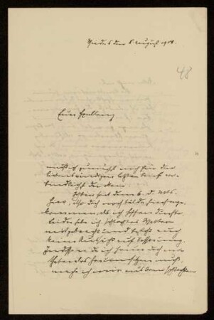 48: Brief von Karl von Unzer an Gottlieb Planck, Mieders, 8.8.1908