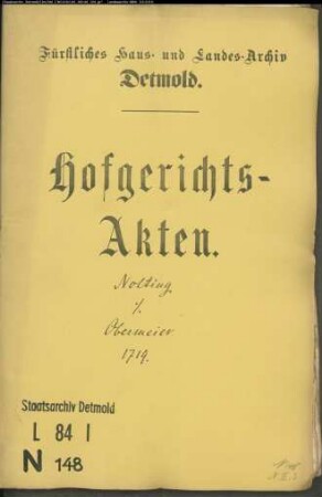 Nolting, Bürgermeister zu Lage gegen Obermeier zu Billinghausen - Schuldforderung