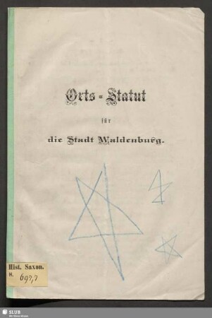 Orts-Statut für die Stadt Waldenburg