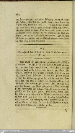 164. Benutzung der Kappen von Rübsen und Raps