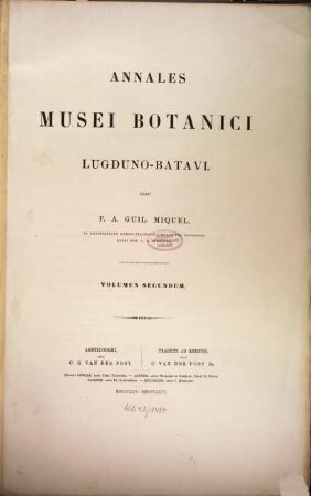 Annales Musei Botanici Lugduno-Batavi. 2. 1865/66