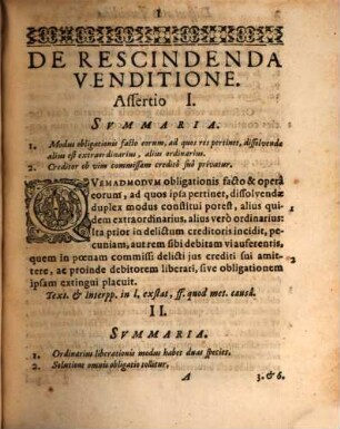 Dispvtatio Ivridica De Rescindenda Venditione