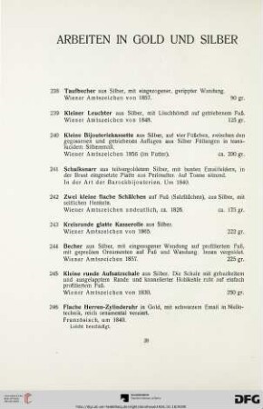 Arbeiten in Gold und Silber (Nr. 238-289)