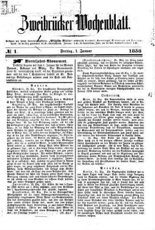 Zweibrücker Wochenblatt. 1858