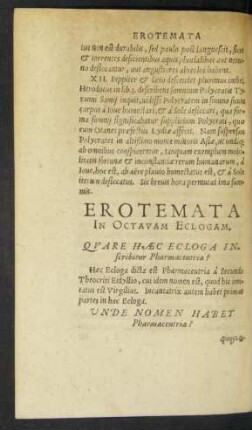 Erotemata In Octavam Eclogam.