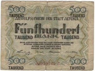 500000 Mark Überdruck / 500 Mark
