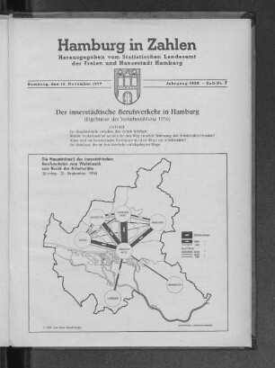 Die Hauptströme des innerstädtischen Berufsverkehrs vom Wohnbezirk zum Bezirk der Arbeitsstätte