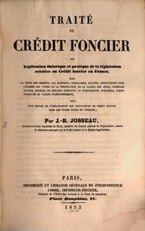 Traité du credit foncier