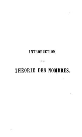 Introduction à la théorie des nombres