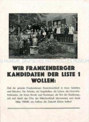 Propagandaschrift der SED Frankenberg zu den Gemeindewahlen 1946