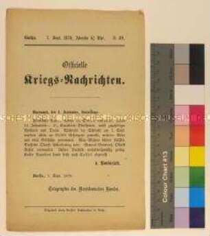 Kriegsdepesche des Norddeutschen Bundes über die Kriegsereignisse vom 4.9.1870 nach Schlacht von Sedan