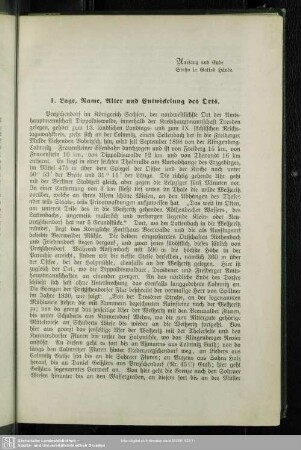 1. Lage, Name, Alter und Entwickelung des Orts