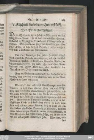 V. Abschnitt des vierten Hauptstücks. Der Privatgottesdienst.