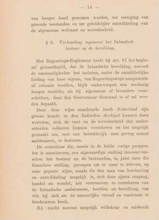 § 5. Verhouding tegenover het Inlandsch bestuur en de bevolking