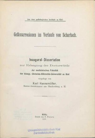 Gefässarrosionen im Verlaufe vom Scharlach