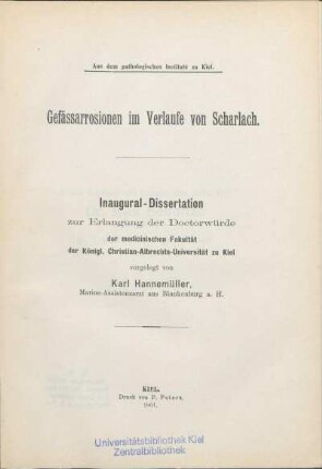 Gefässarrosionen im Verlaufe vom Scharlach