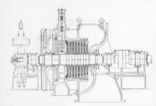Anzapfturbine, Schnitt (Bergmann, Berlin) : Technikgeschichte | Maschinenbau | Kraftmaschinen | Dampfturbinen
