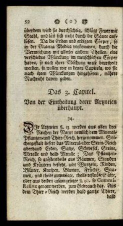 Das 3. Capitel. Von der Eintheilung derer Artzneien überhaupt