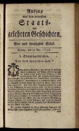 Vier und dreysigstes Stück. Coburg, den 17. Aug. 1748.