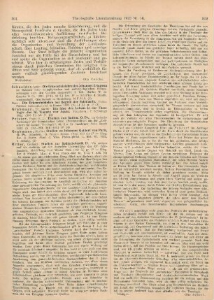301-302 [Rezension] Grabmann, Martin, Studien zu Johannes Quidort von Paris, O. Pr
