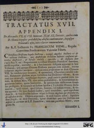 Tractatus XVII. Appendix I.