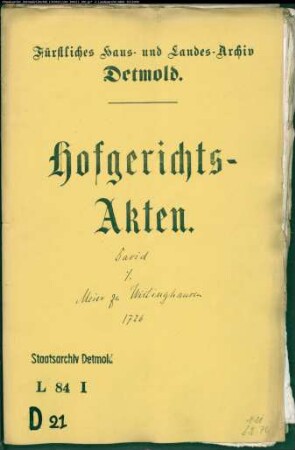 David, Jakob zu Oerlinghausen gegen Meier zu Wistinghausen - Schuldforderung