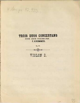 3 duos concertants pour deux violons : op. 51